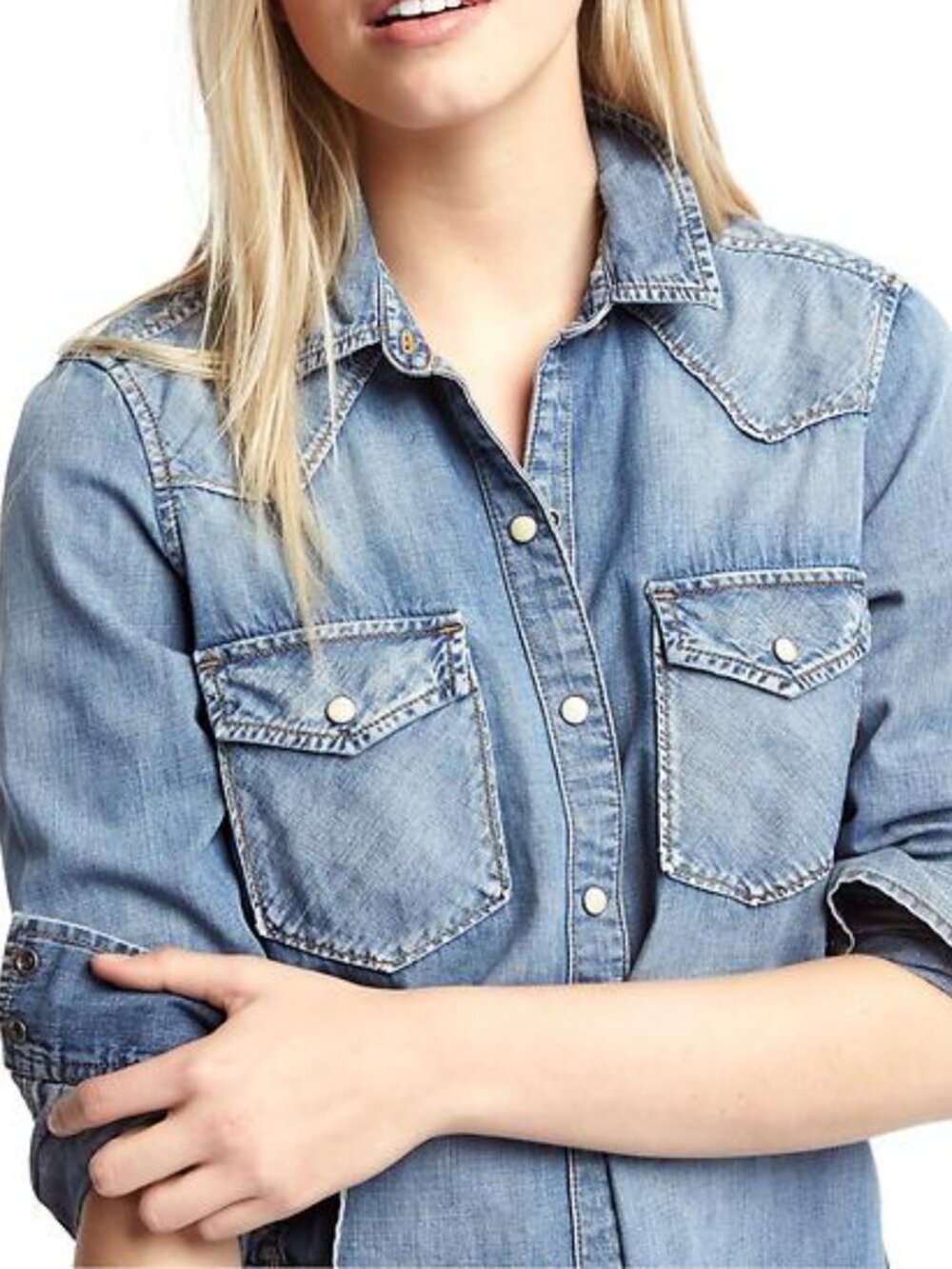 Vintage 1969 relaxed western denim chambray shirt